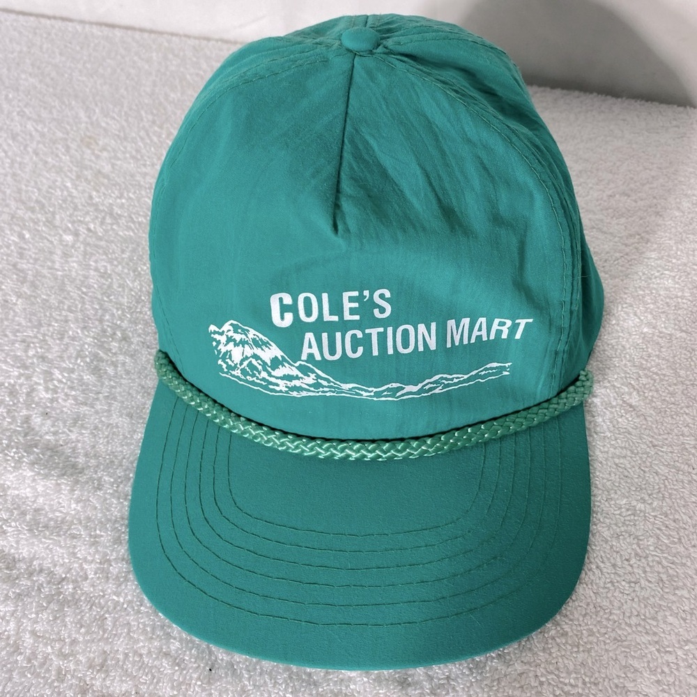Vintage 90s Green Cole's Auction Mart Cap Snap Back Hat